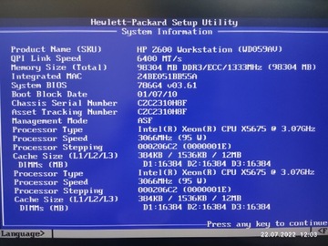HP z600, 2x - intel x5675, 96GB RAM