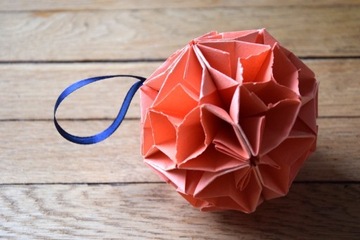 Bombka papierowa origami pomarańczowa