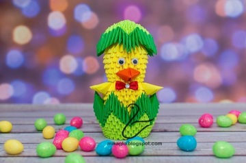 Kurczaczek Wielkanocny w skorupce stroik origami