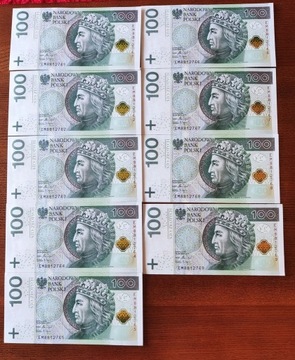 Banknoty o nominale 100 zł kolejne numery seryjne