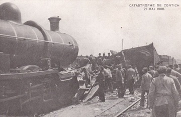 Pociąg. Kolej. Katastrofa. 1908 r.