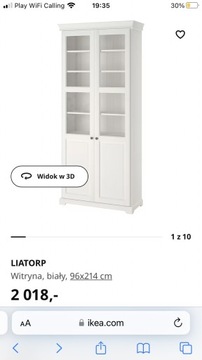 Witryna biała Liatorp IKEA 96x214
