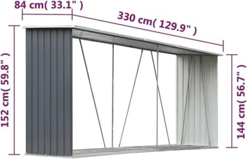 SOLIDNA WIATA 330CM 3M STALOWA NA DREWNO STOJAK STELAŻ KOMINKOWE DRZEWO