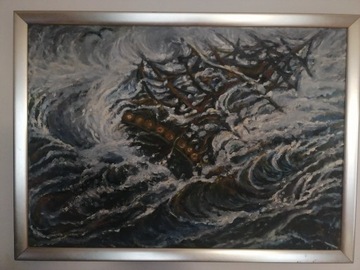 W odmętach Bałtyku - obraz olejny 80x100 cm