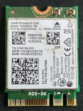 Karta wifi bt intel 7265 dual band