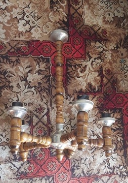 Zyrandol drewniany 5 ramienny lampa wisząca 