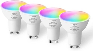 Żarówka LED GU10 5W RGB WIFI Lepro SMART 4 sztuki