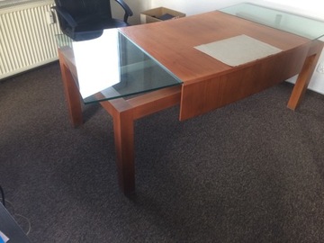 Duże biurko prezesa firma balma lite drewno, szkło