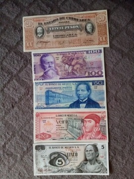 Zestaw banknotów Meksyk i Chihuahua 