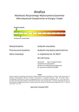 Projektowana charakterystyka energetyczna analiza