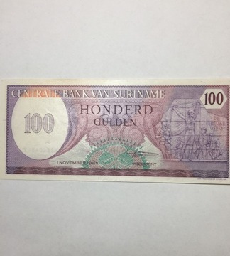 100 Gulden Bank Suriname,1985r , UNC
