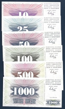 BOŚNIA I HERCEGOWINA  10-1000 dinarów  1992  UNC
