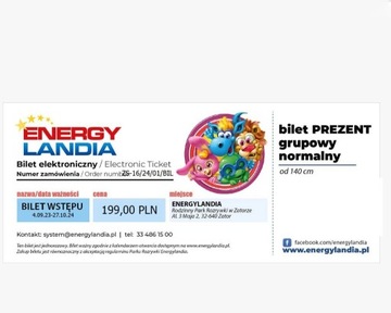 Dwa bilety do parku Energylandia