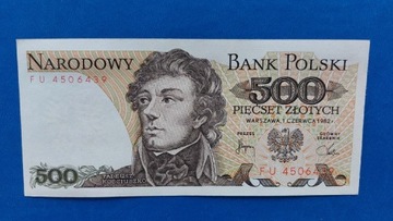 Banknot 500 zł z 1982r, Seria FU