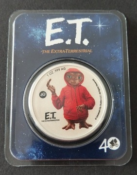 Srebrna moneta E.T. 40-lecie 1oz kolor, blister