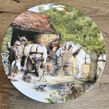 ROYAL DOULTON Talerz w pudełku wieś konie 