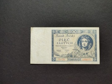 POLSKA Banknot 5 ZŁOTYCH 1930 Ser. EW 4556174
