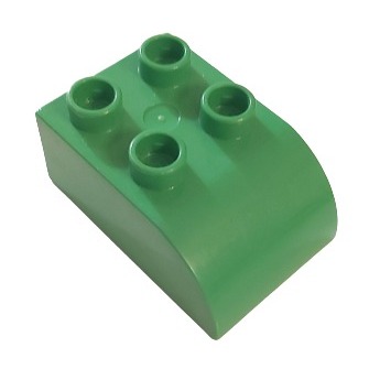 Lego Duplo klocek 2x2 Curved Top zielony 