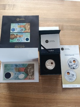 Moneta 50 zł Mikołaj Kopernik+Banknot 20 zł