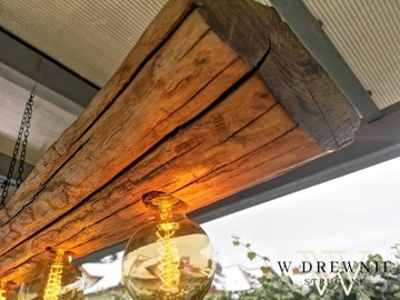 Lampa drewniana akacjowa, loft.