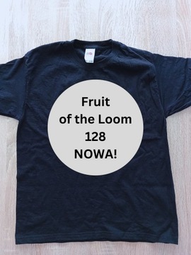 T-shirt koszulka czarna Fruit of the Loom 128 nowa