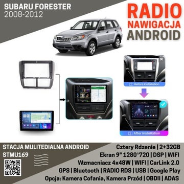 RADIO SUBARU FORESTER 08-12 9" QUAD CORE 2+32GB