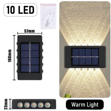 Solarna lampa LED zewnętrzna kinkiet 10 LED Lampa ogrodowa