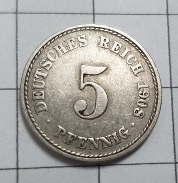 Niemcy DEUTSCHES REICH  5 pfennig 1908