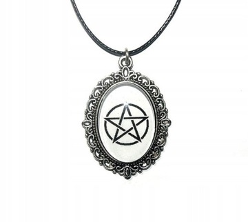 NASZYJNIK Pentagram talizman Amulet Gwiazda Biały