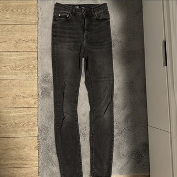 Czarne szare jeansy rurki zara 34