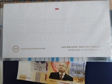 20 zł Lech Kaczyński Folia NBP st. UNC 