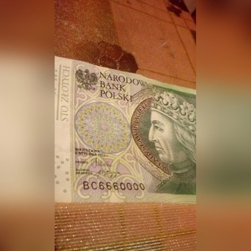 Banknot 100 zł BESTIA  666 0000