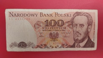 Banknot 100 zł z 1986r, Seria SL