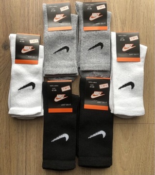 Skarpety Nike 6 par czarne,białe,szare r. 41-45
