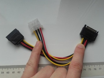 Rozdzielacz zasilania z SATA na MOLEX+SATA 19cm, n