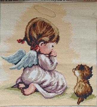 Obraz wyszywany 29x 32cm Modlitwa dziewczynki