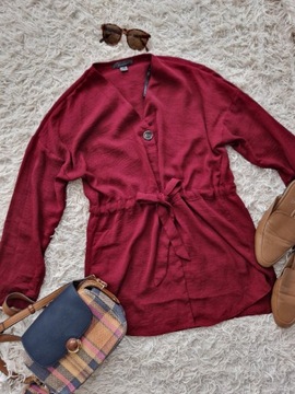 Bordowa burgundowa dłuższa bluzka koszula tunika na długi rękaw Primark