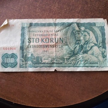 Sto koron Czechosłowackich banknot 1961 rok