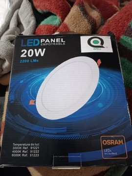 Panel LED Well 20W pod zabudowę sufitowa 6000k