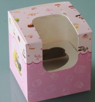 Opakowanie/pudełko 1 muffin, różowe, wkład - 5szt.
