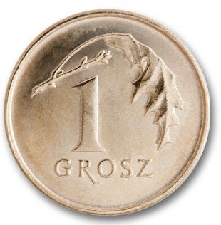 1 grosz 2010 z woreczka menniczego.