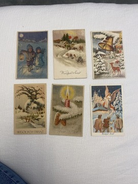 Pocztówki z 1947 roku Boże Narodzenie