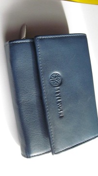Betlewski portfel skóra naturalna niebieski 