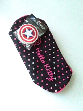 Hello Kitty piórnik róż + naszywki Marvel Avengers
