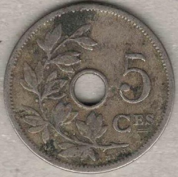 Belgia 5 centymów centimes 1906 Q 19 mm