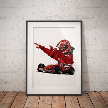 Plakat Print Formuła 1 Michael Schumacher i Ferrari F2004 F1 A3