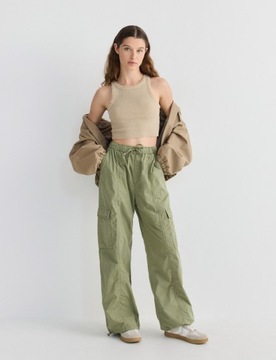 Spodnie cargo Reserved S khaki 