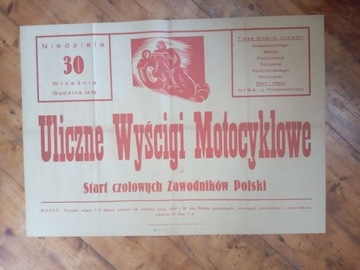 Plakat 1951 Nysa Uliczne Wyścigi Motocyklowe