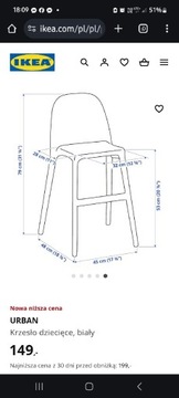 Krzesełko do karmienia do stołu Ikea wysokie