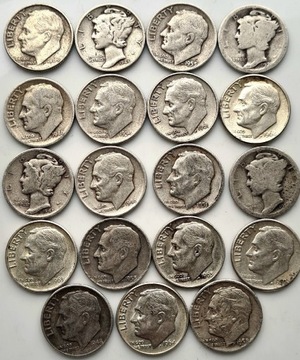 Srebrne monety USA 10 Centów One Dime Liberty Mix